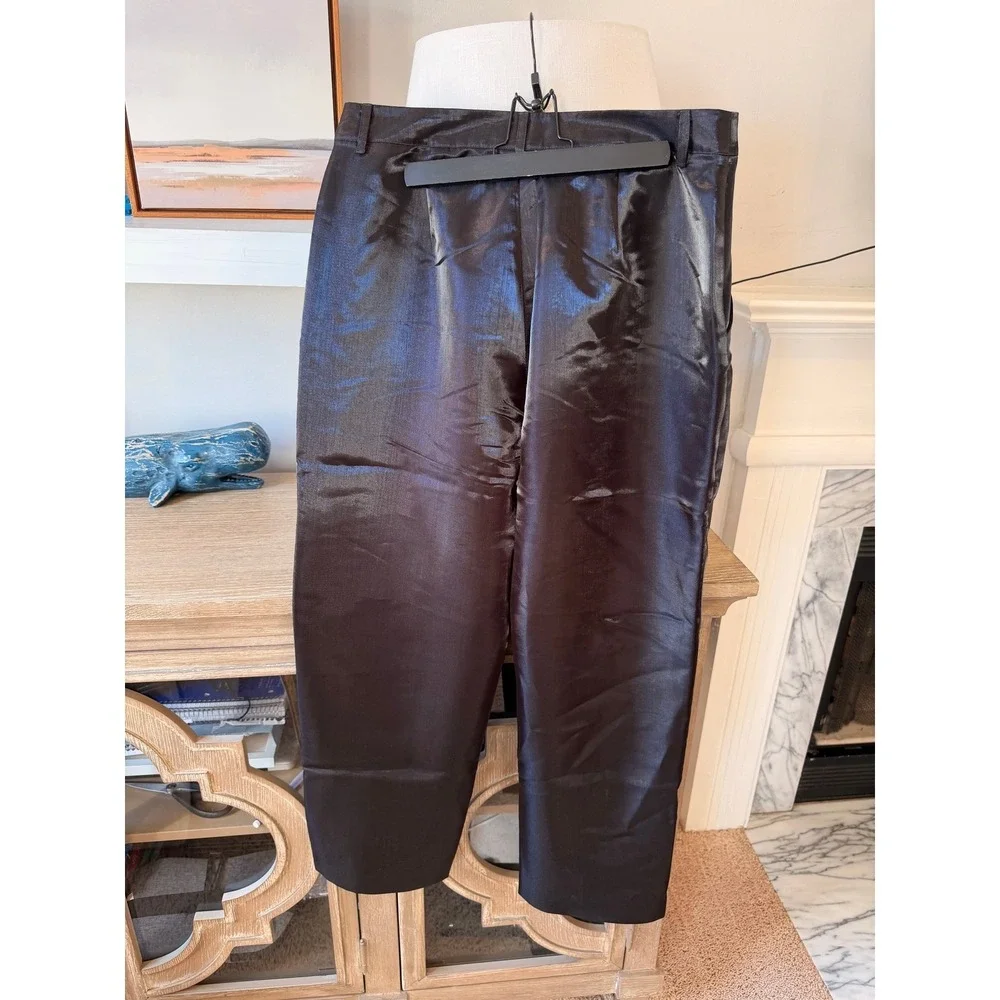 Alden‎ Adair Metallic High Waisted Trousers Womens Large Black NWT